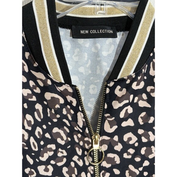 New Collection Women Leopard Black Gold Print Jacket Medium Zippered - Picture 5 of 7